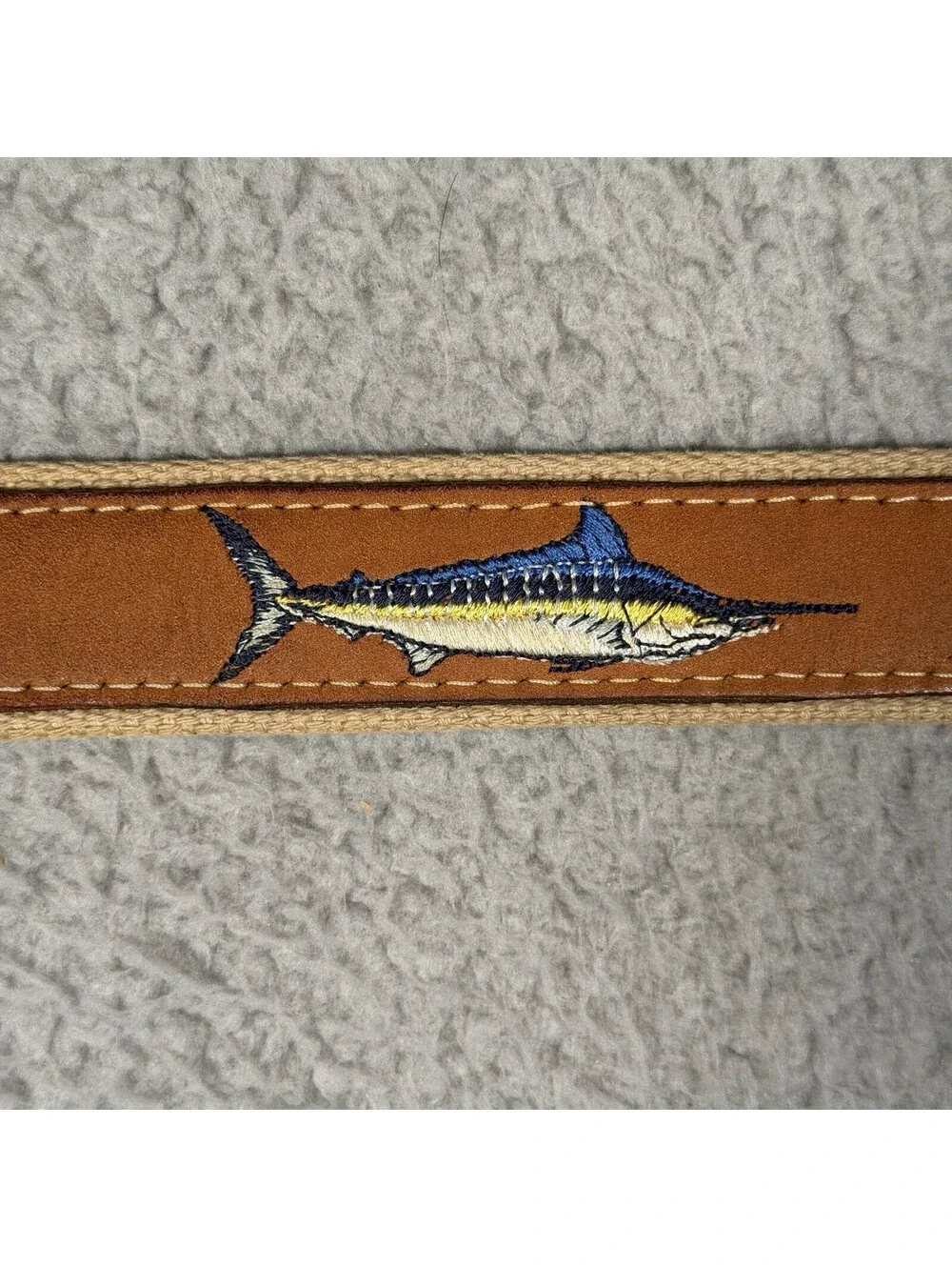 Zep-Pro Men’s Belt Size 36 Inch Marlin Deep Sea Fishing Leather Brass Buckle